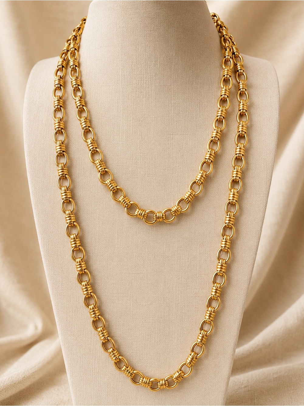 🐎 Extra Long Gold Snaffle Horse Bit Chain Necklace Equestrian Statement Jewelry